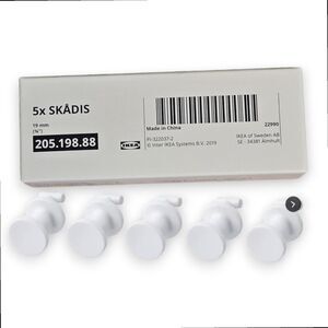 IKea SKÅDIS Pegboard Plastic Hook White ¾ " 205.198.88 5 Pack